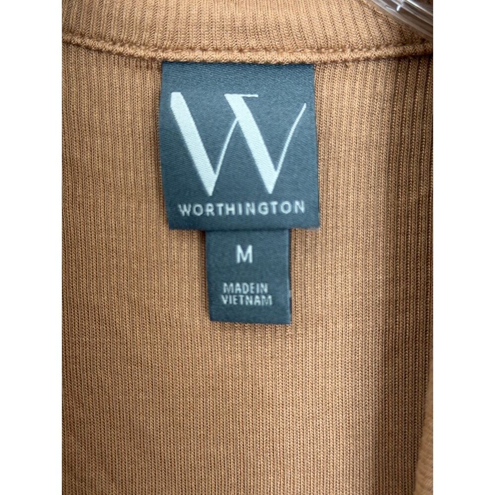 NWT Worthington Liz&Co Tan Ribbed Sleeveless Collared Top, Y2K Minimal - Picture 5 of 5